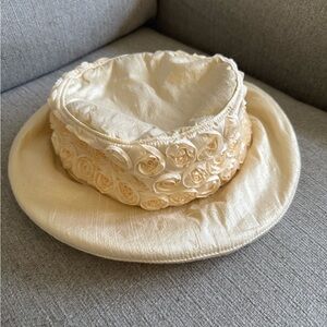 Elegant Cream Hat with Floral Accents